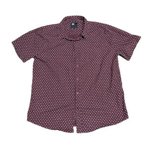 RSQ Collective Burgundy Button Down Shirt with Birds Print Size XXL